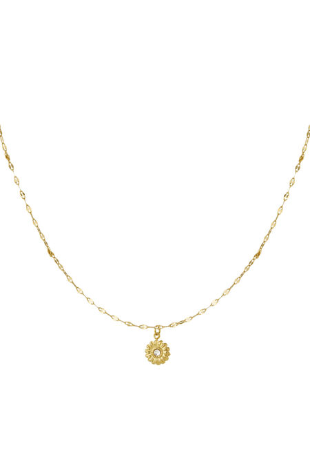 Gedrehte Halskette mit Blumenanhänger – Goldfarbe - Goldfarbefarbe 2