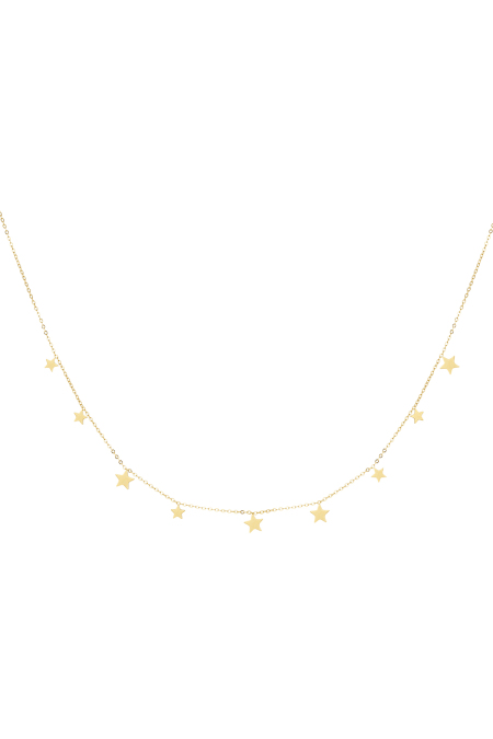 Klassische Halskette Mit Sternanhängern – Goldfarbe  - Goldfarbefarbe