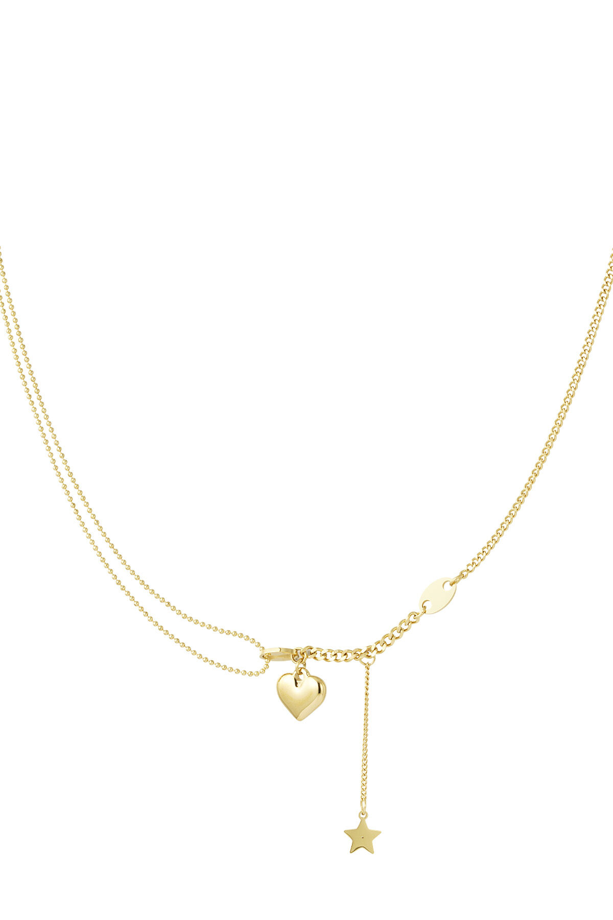 Collier avec breloque coeur et étoile - doré 2