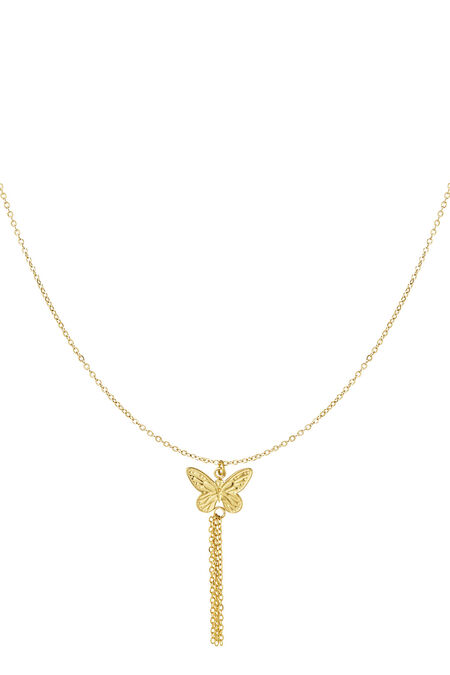 Schmetterlingshalskette mit Ketten – Goldfarbe - Goldfarbefarbe 2