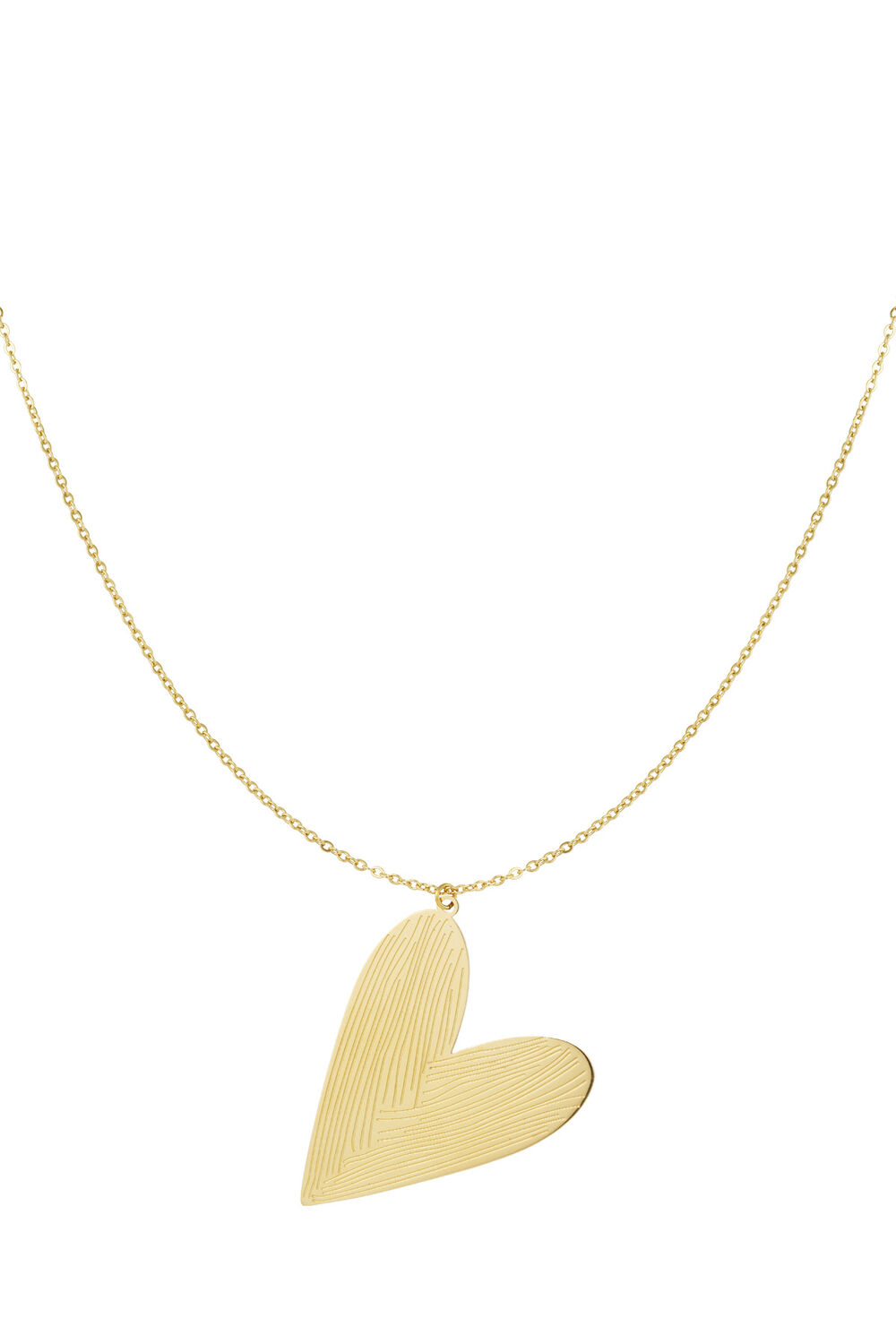collar largo con corazón diagonalmente grande