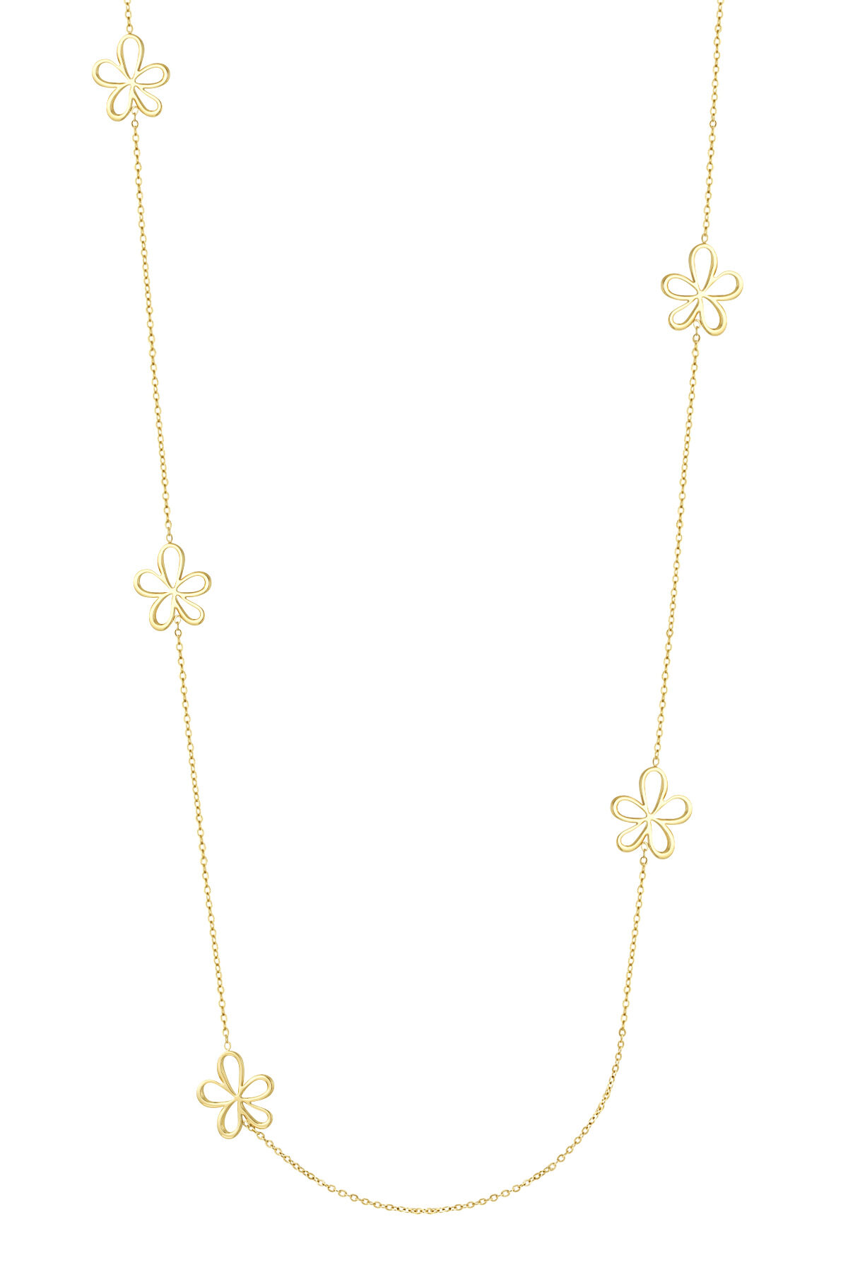 long necklace with flower charms 