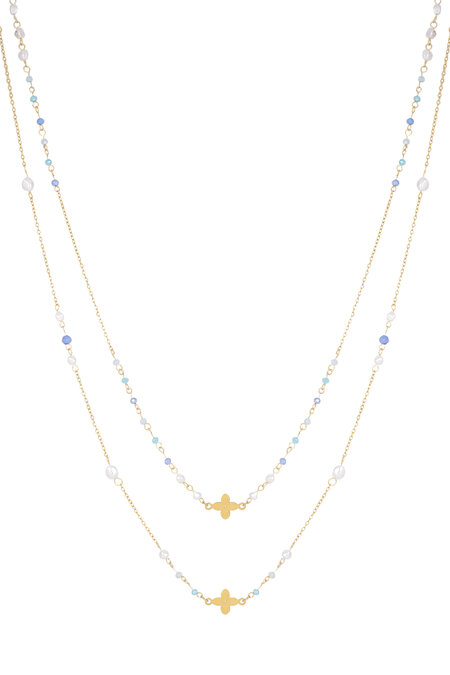 Double clover necklace - blue/Gold color 2