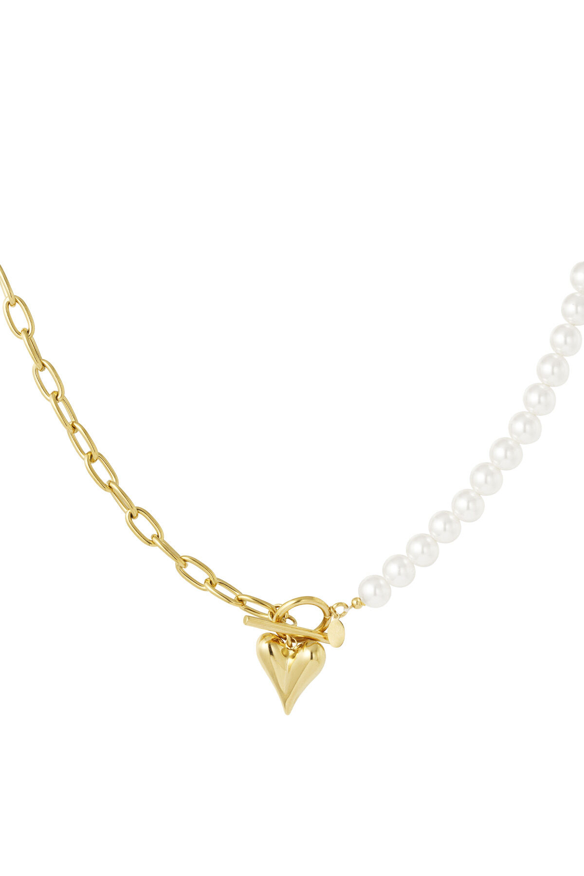 Collier de perles avec coeurs - Doré h5 