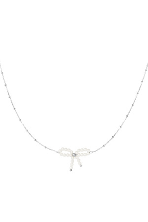 Pearl Bow Necklace - White Gold Color h5