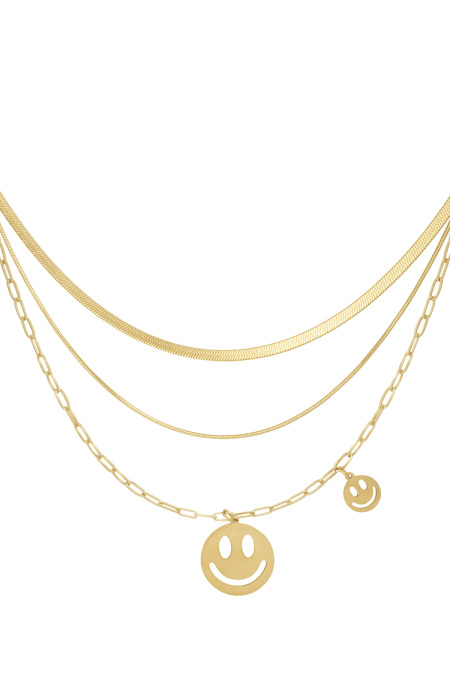 Happy Layers Necklace - Silver Color Color