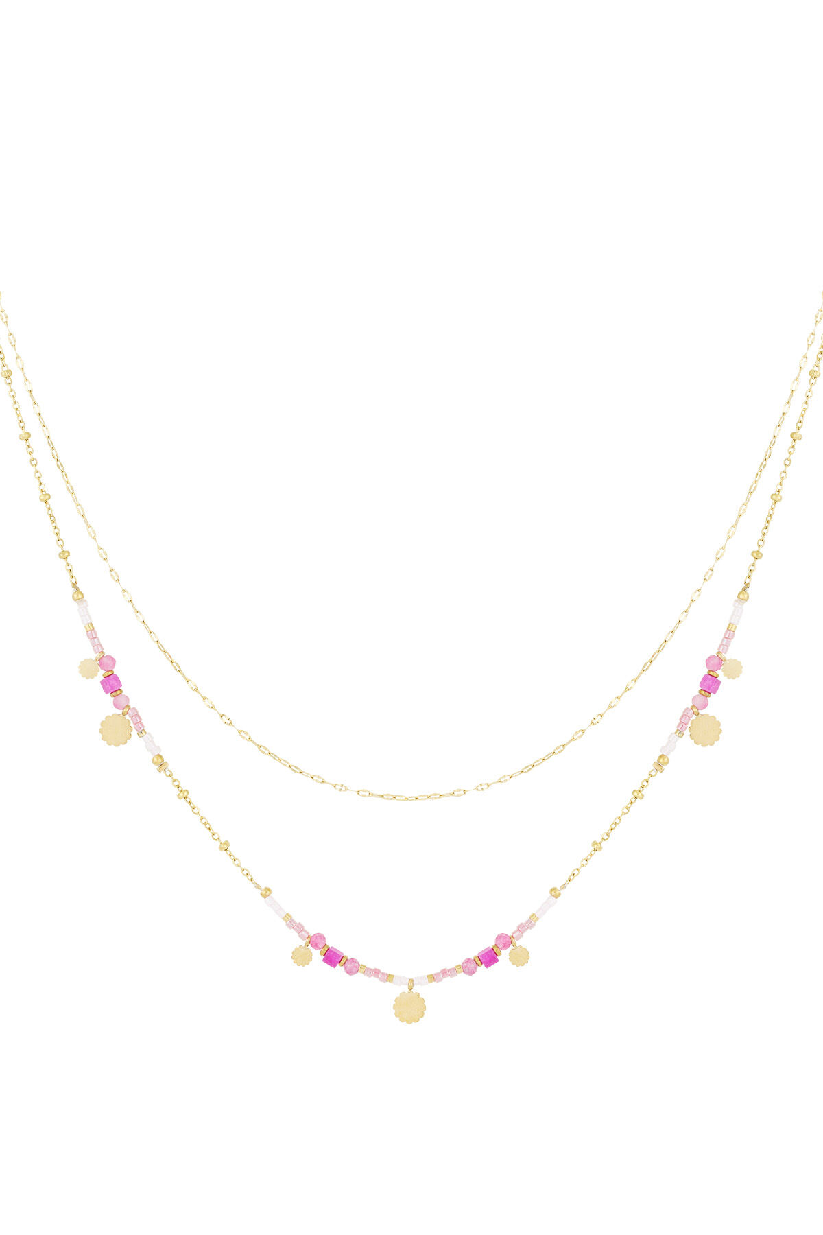 collar de dijes rosas 