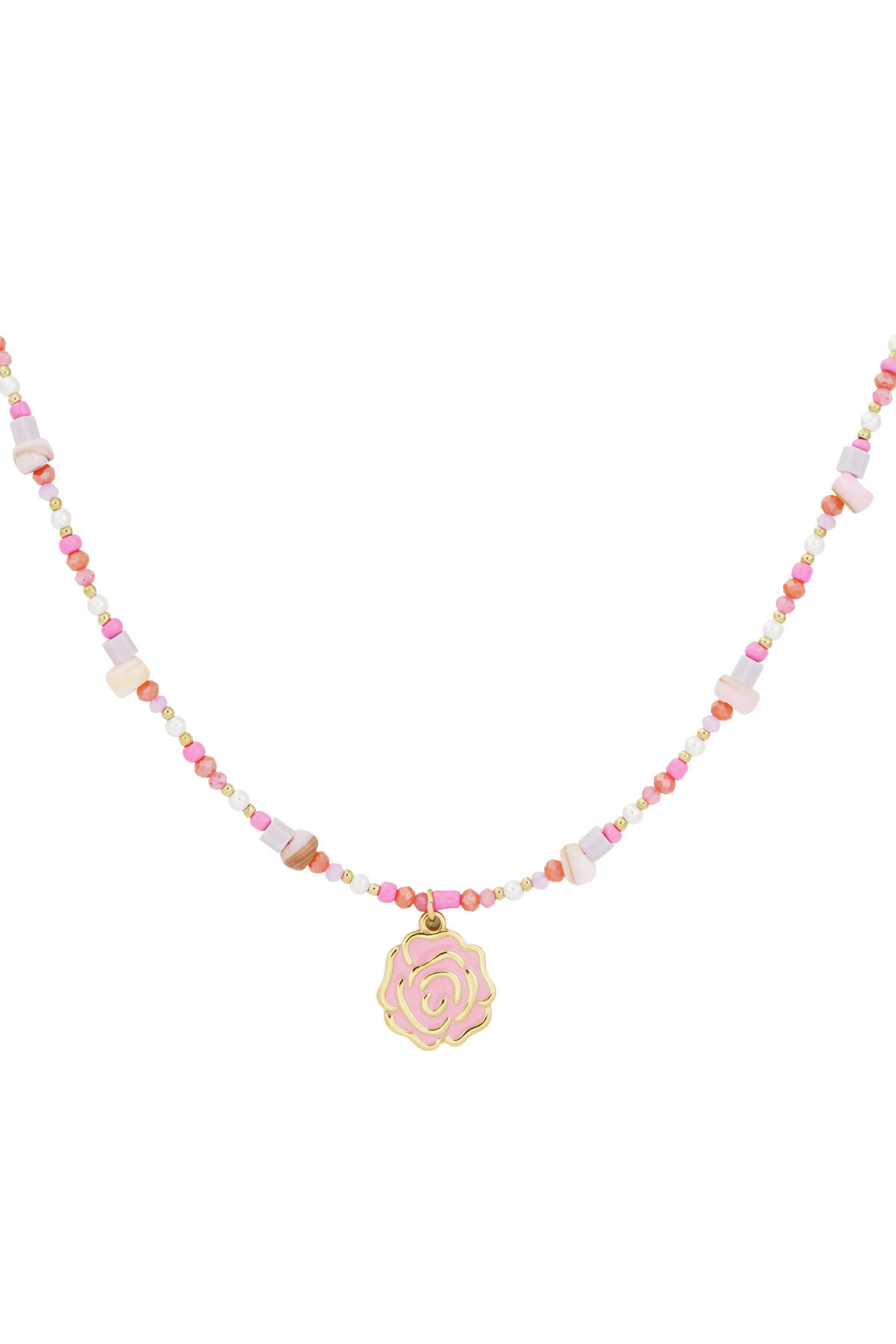 beaded rose ketting - roze & 2