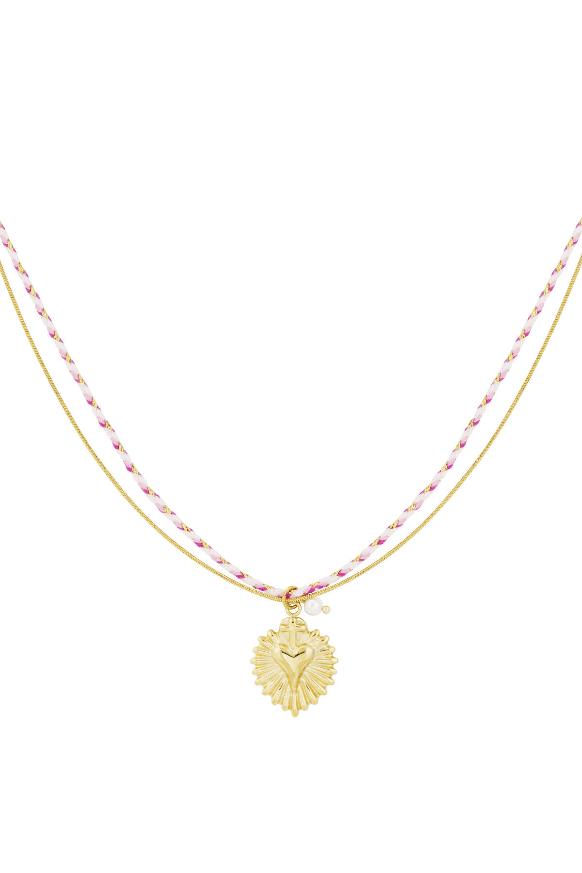Halskette bunter Herzschlag - Rosa & Goldfarben h5 