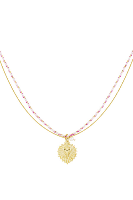 necklace colorful heartbeat - pink &