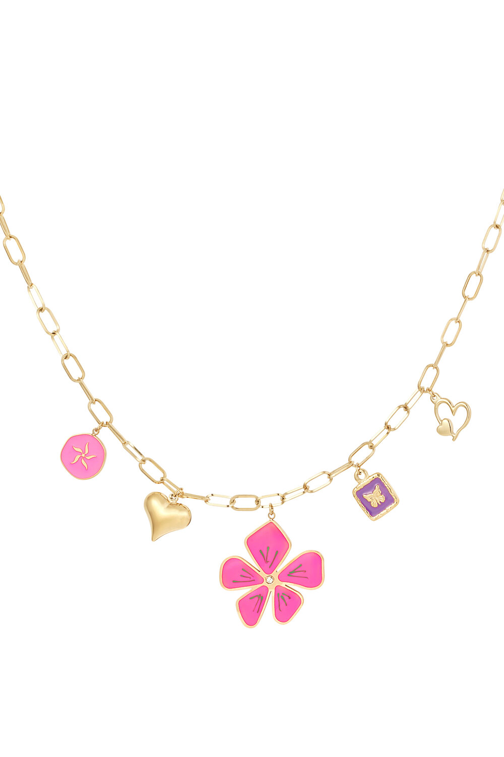 Halskette mit floralem Fusion-Muster – Goldfarbe - Goldfarbefarbe