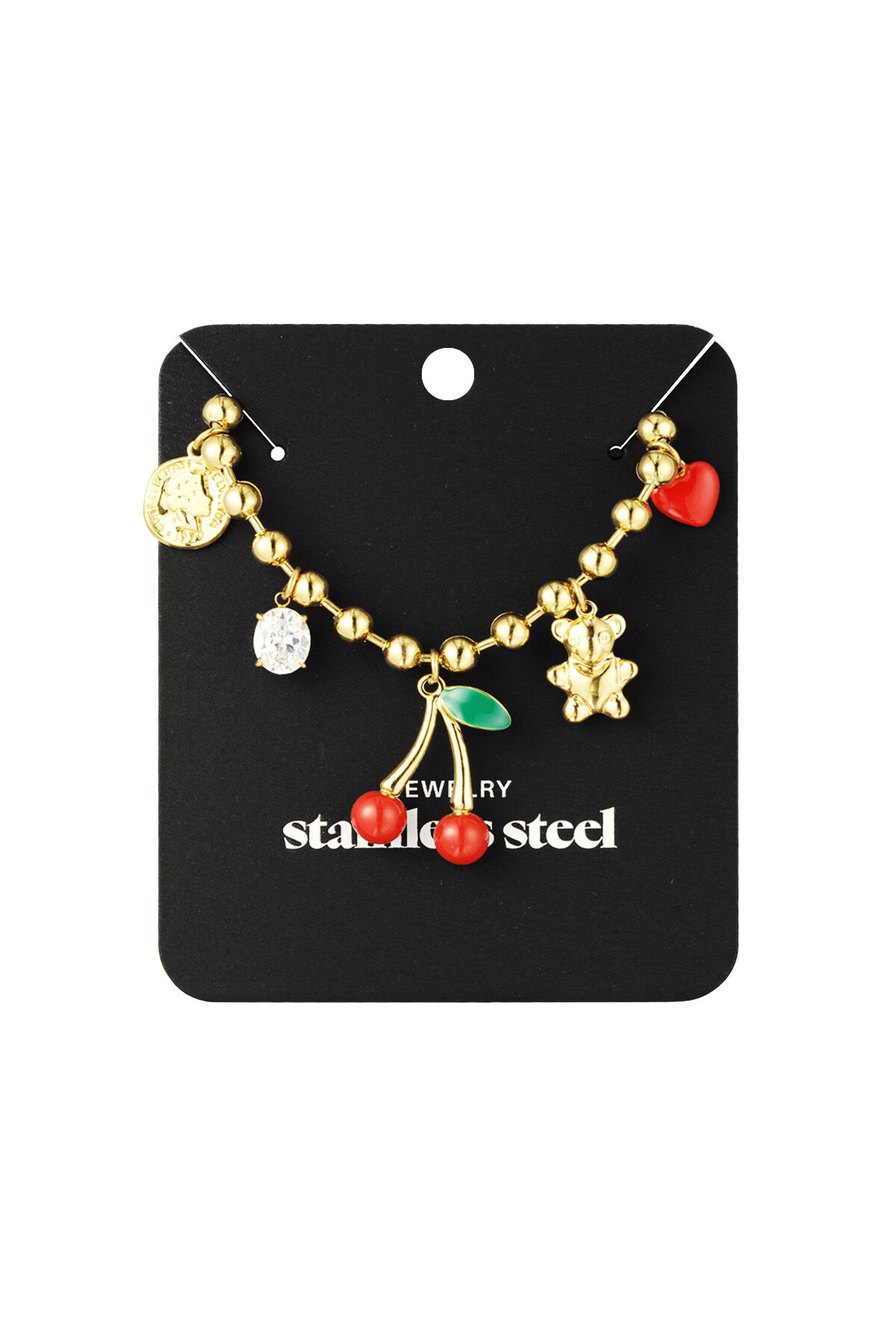 collana con ciondolo cherry chaser - color colore oro h5 Immagine3