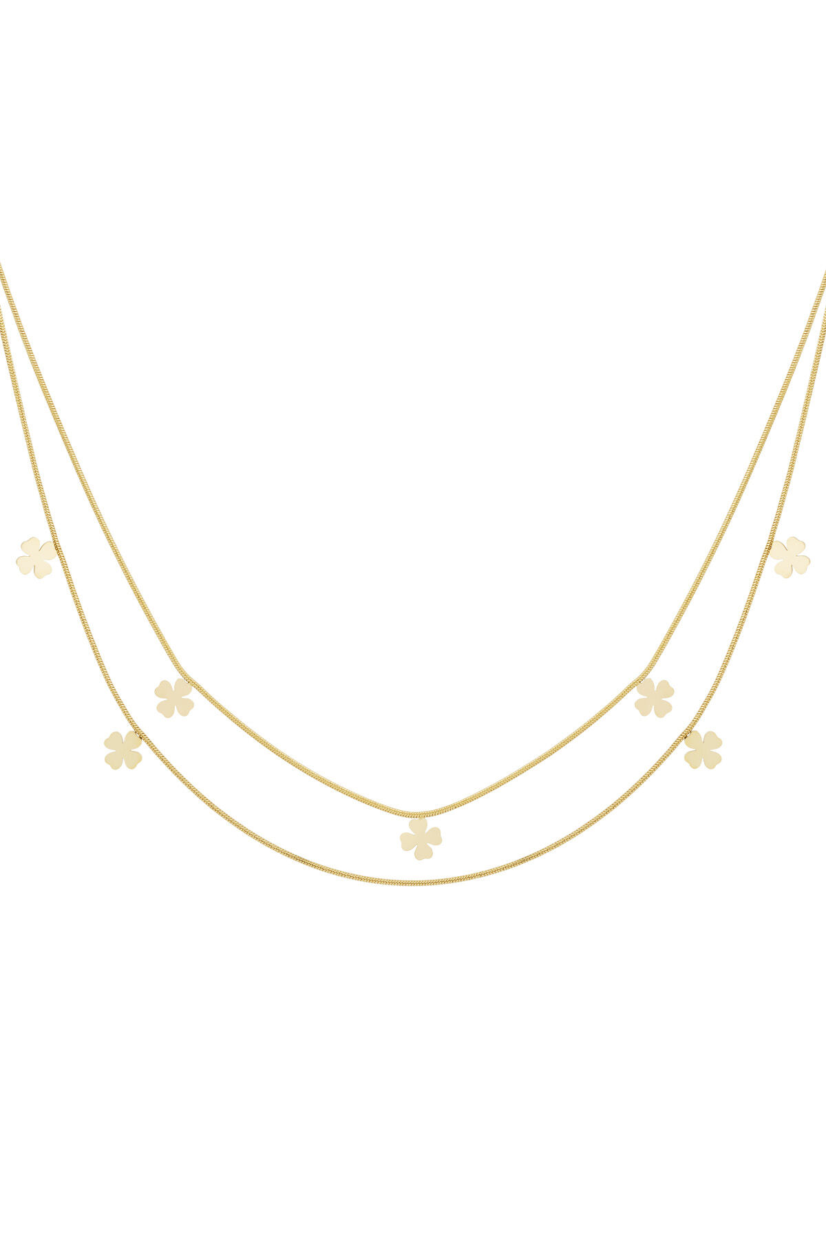 Collier double trèfle - Couleur dorée 