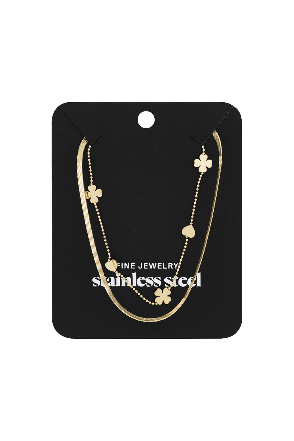 collier double coeur trèfle h5Image3