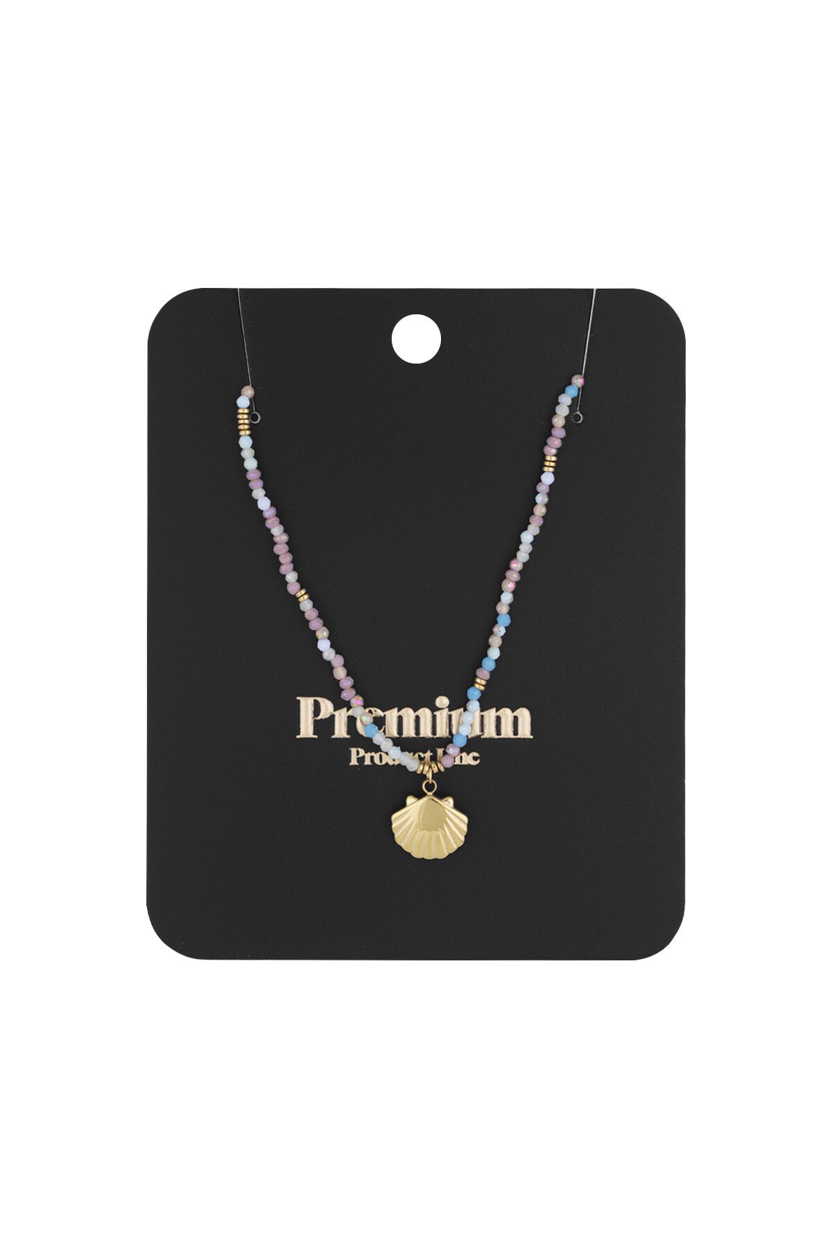 collier coquillage colcouleur oré - bleu couleur or h5 Image3