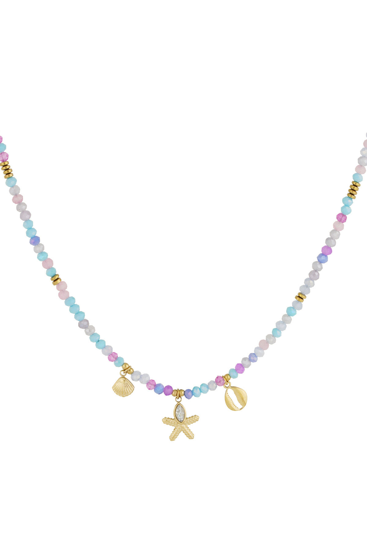 collar fiesta conchas - Color dorado azul