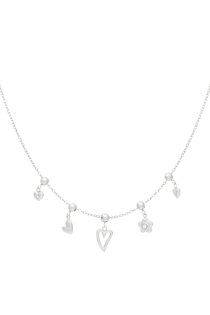 Charm-Halskette Blumen Und Herzen - Goldfarben h5 