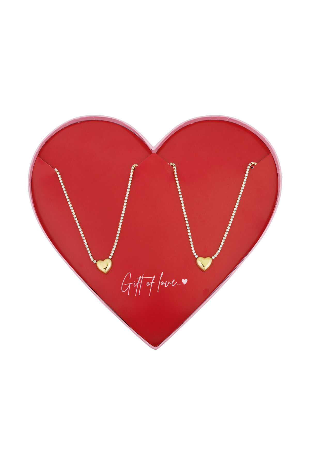 Geschenk der Liebe Edelstahl-Herzen-Halskette - Goldfarben 2