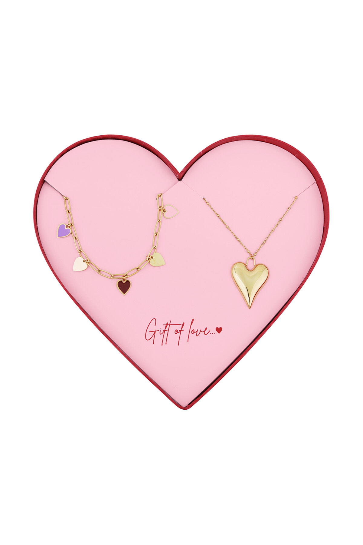 Geschenk der Liebe Edelstahl Mini-Herzen Halsketten - Goldfarben 2
