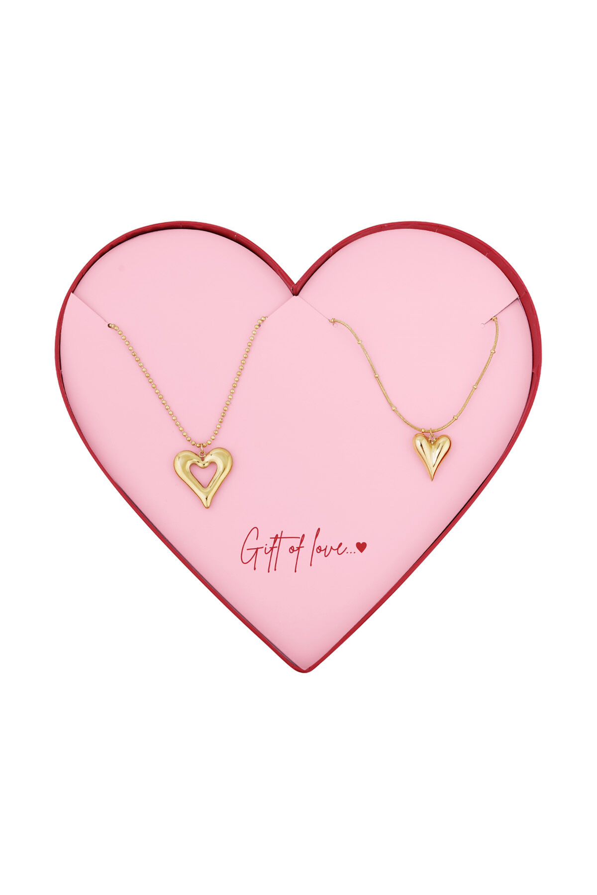 Geschenk der Liebe Edelstahl Doppelherz Halsketten - Goldfarben 2