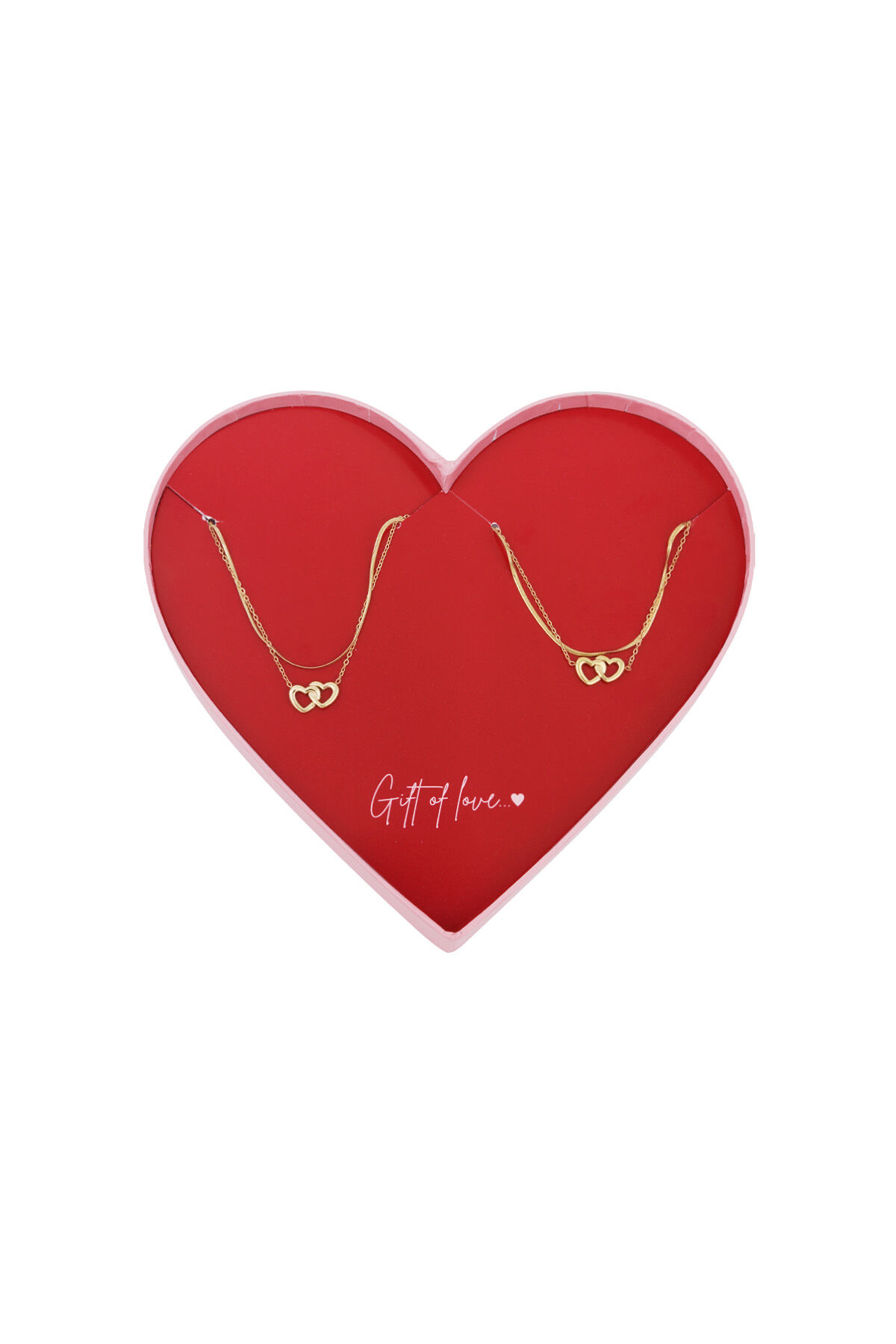 Geschenk der Liebe Halskette und Armband aus Edelstahl, die Herzen verbinden - Goldfarben 2
