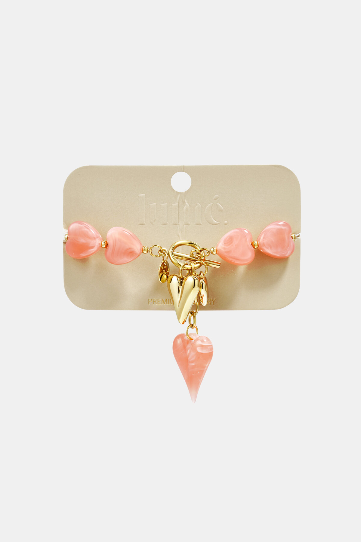 Beaded bracelet with hanging heart charms h5Picture3