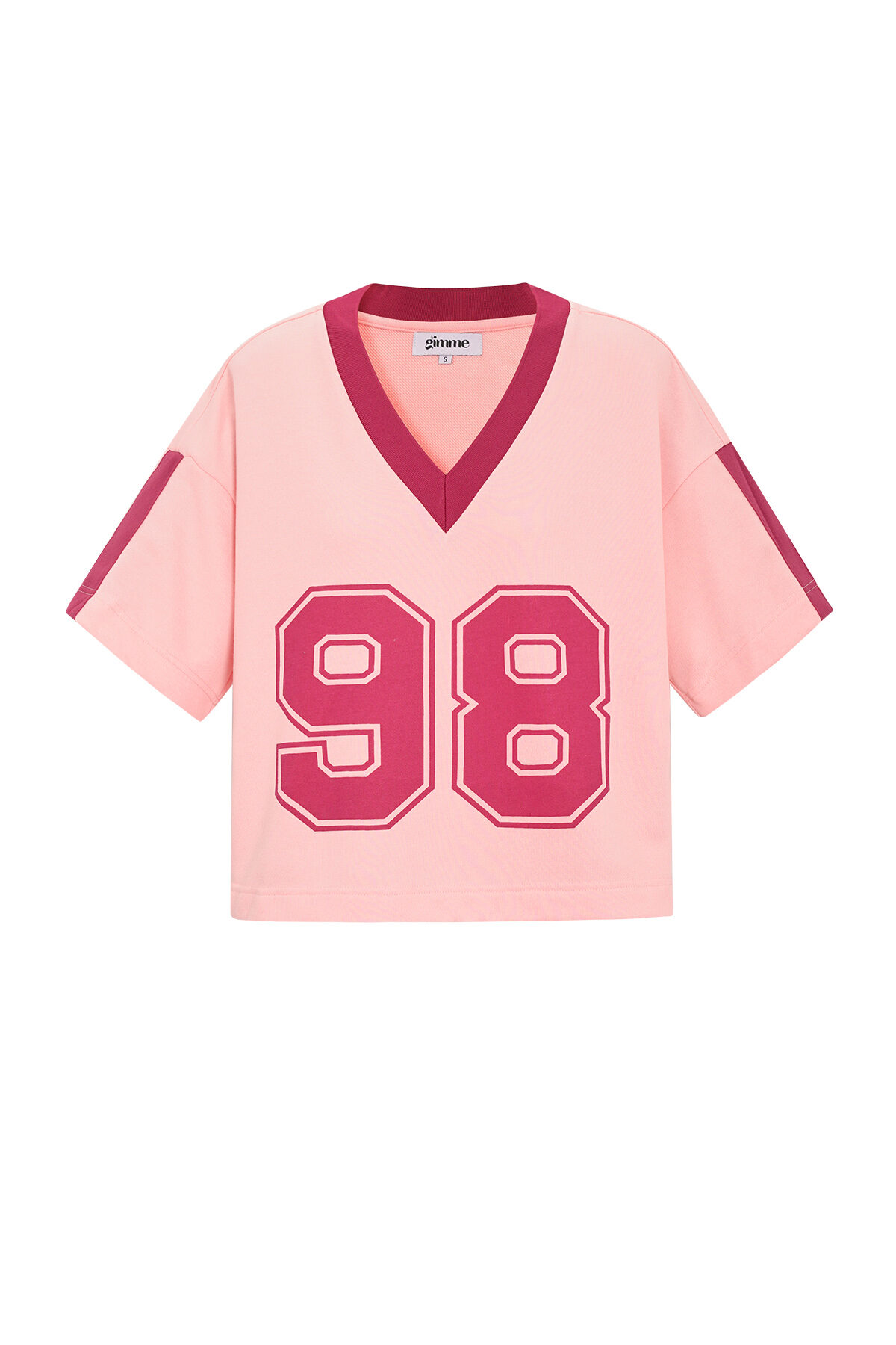 Knitted Cotton Women's V-Neck T-Shirt Sporty Color Clash