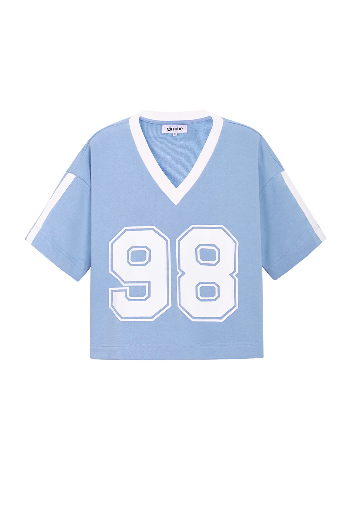 Knitted Cotton Women's V-Neck T-Shirt Sporty Color Clash h5Picture11