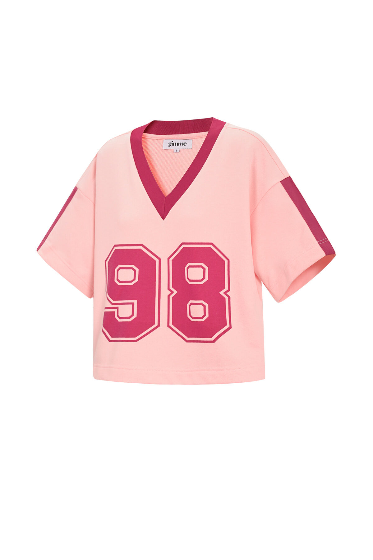Knitted Cotton Women's V-Neck T-Shirt Sporty Color Clash h5 Picture2