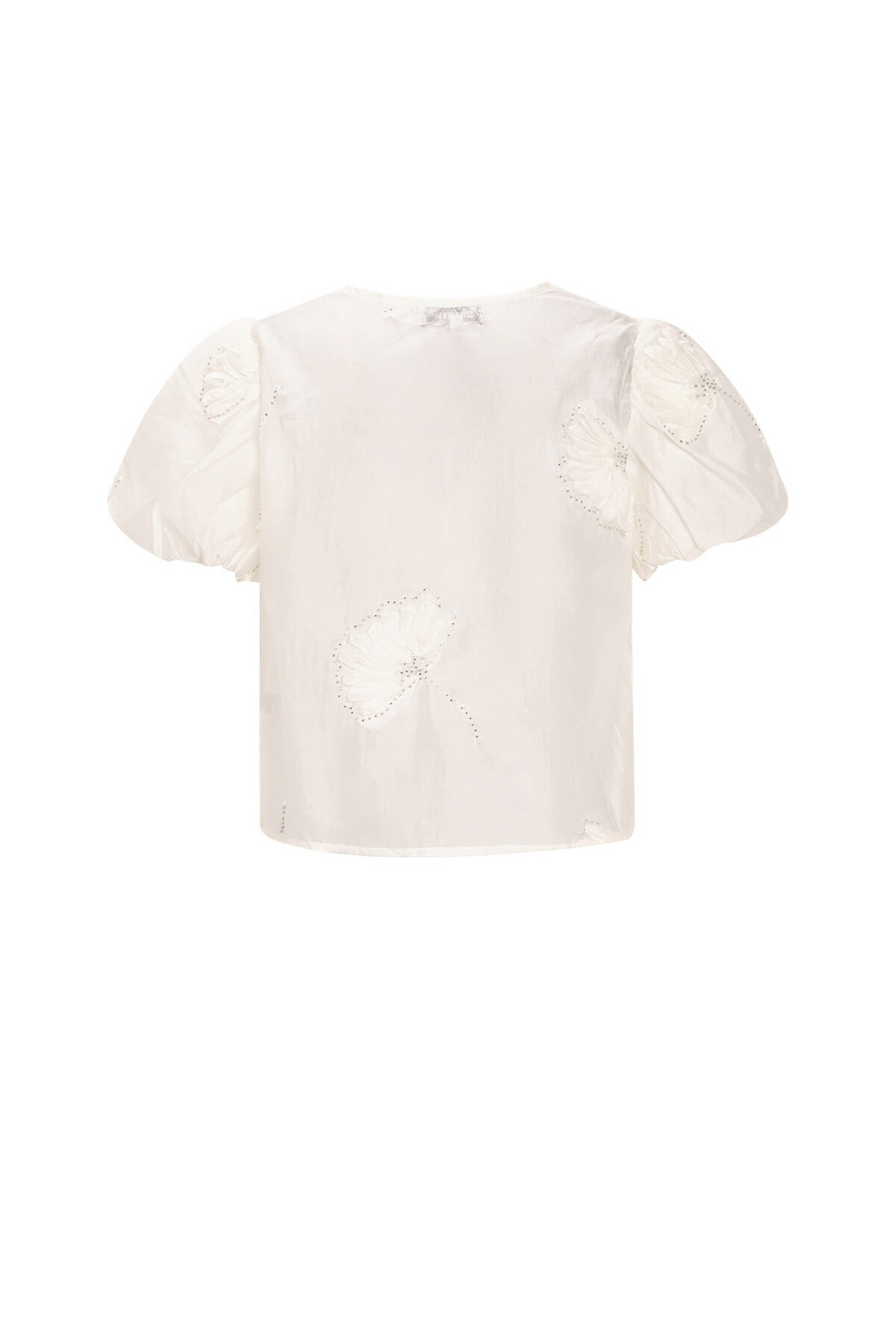 Organic Cotton Woven Women's Short Sleeve Top Bohemian Floral Print Bow Picture3