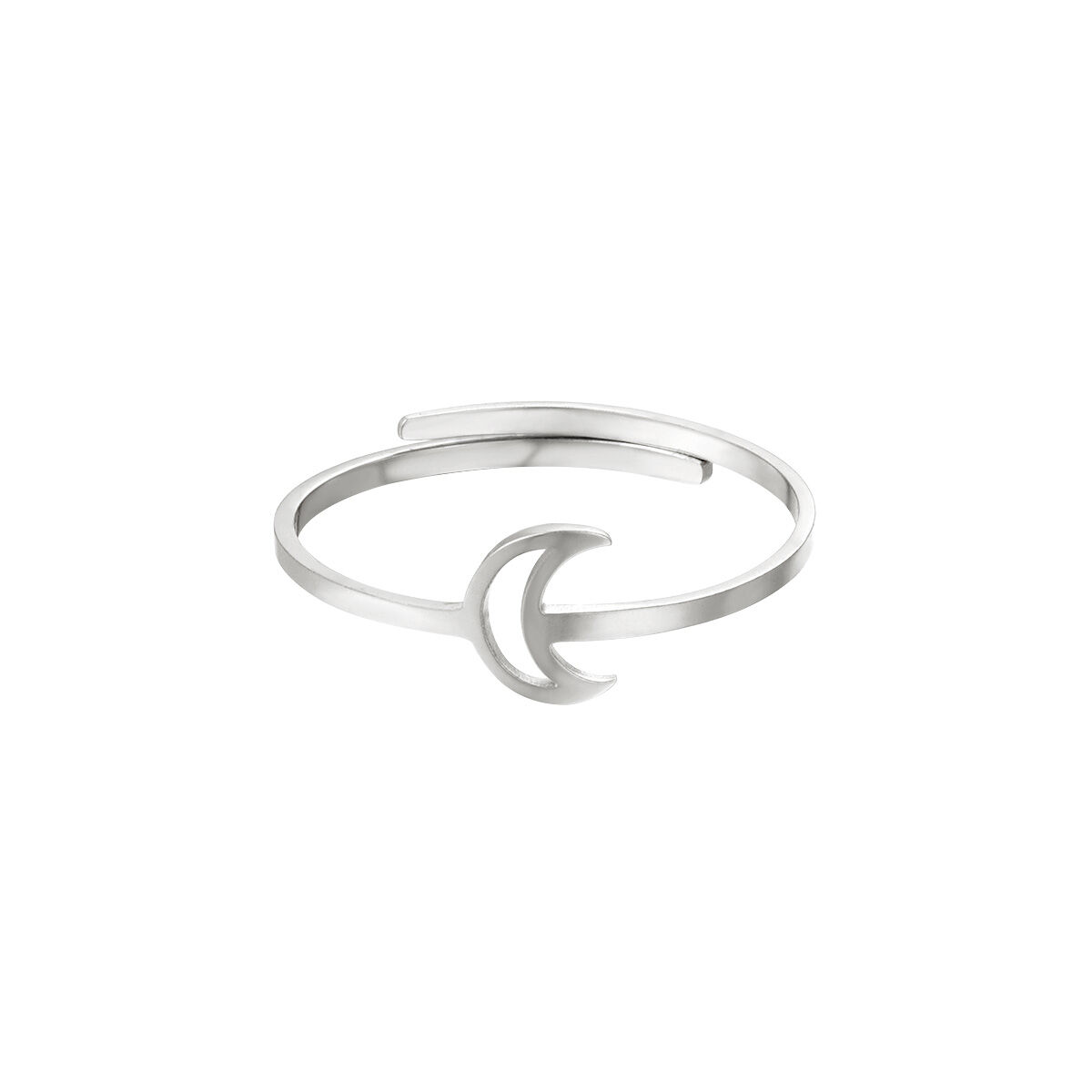 Adjustable ring open moon