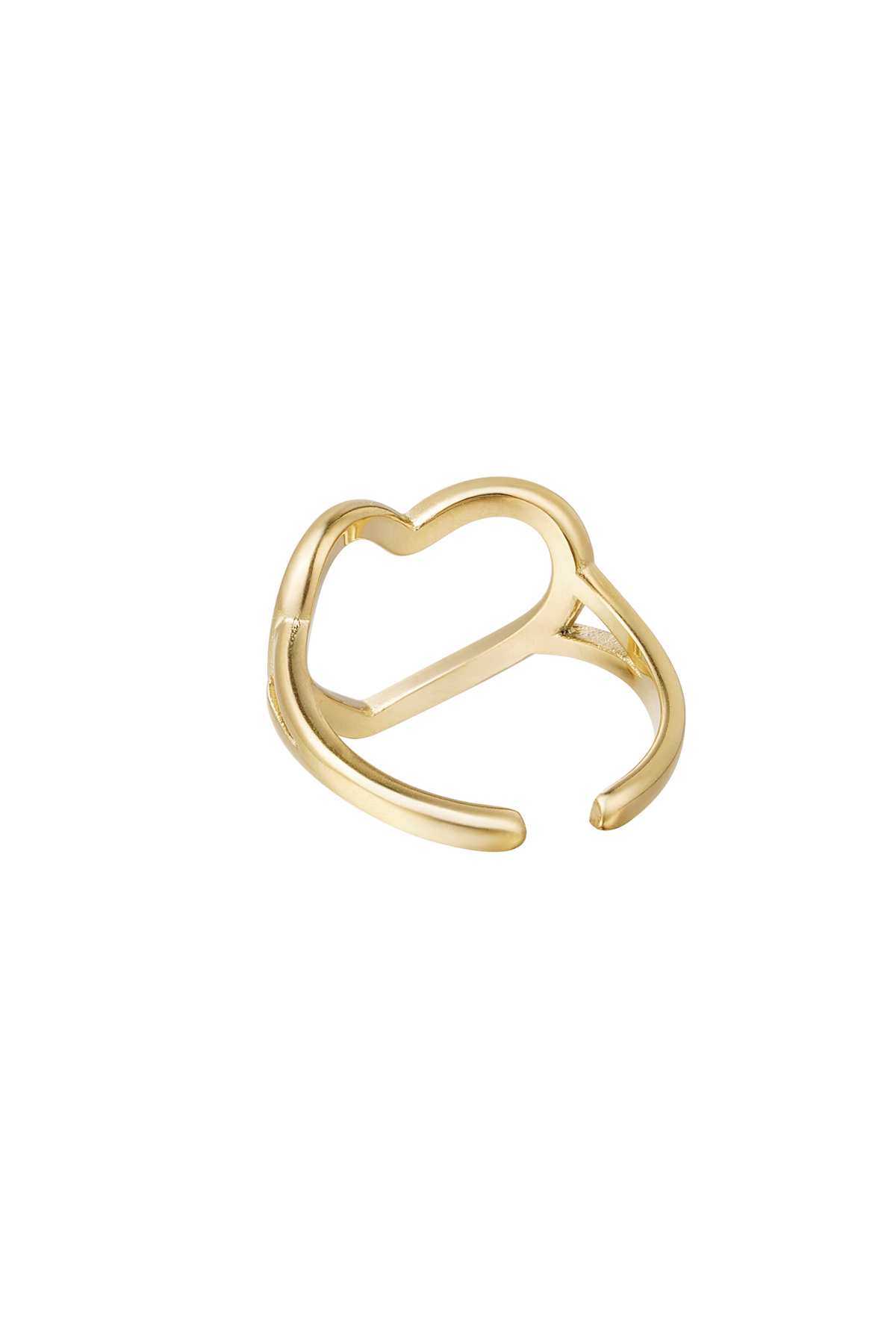 Bague coeur ajustable - Couleur or Acier inoxydable Taille unique Image2