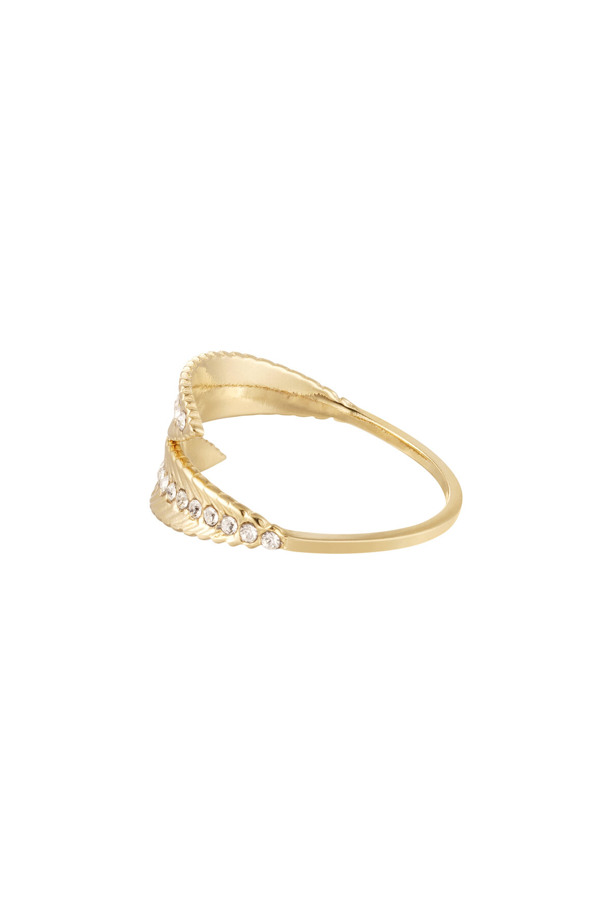 anello piuma con pietre - acciaio inossidabile color colore oro h5 Immagine2