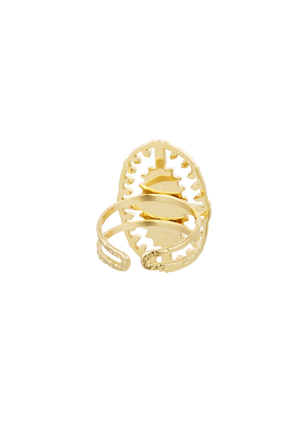 Anillo vintage oblongo con piedra - Color dorado/naranja h5Imagen5