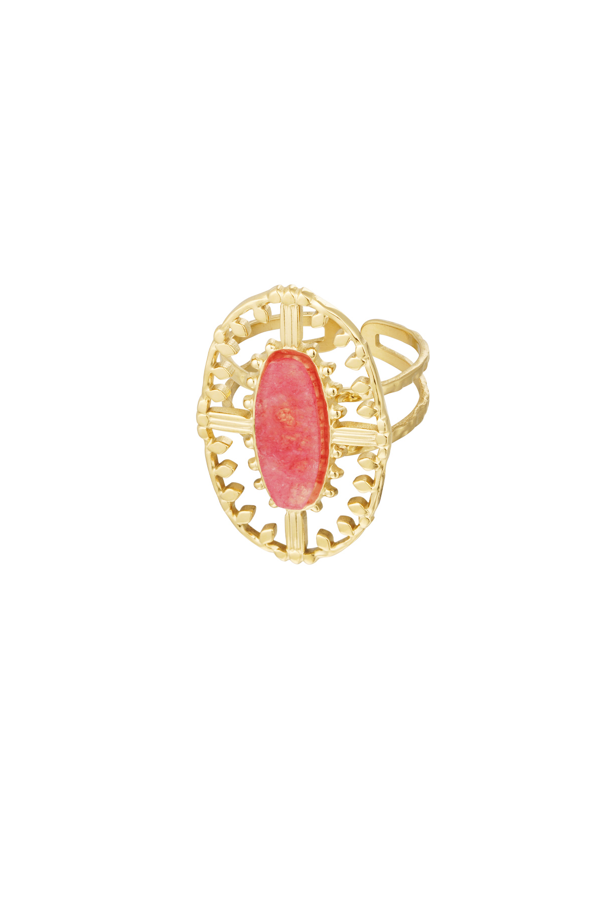 Groothandel Statement Ring Onregelmatige Vorm RVS Goudkleurig Voor Dagelijks Gebruik Set van 1 Ethnic Series, foto 6 van 6