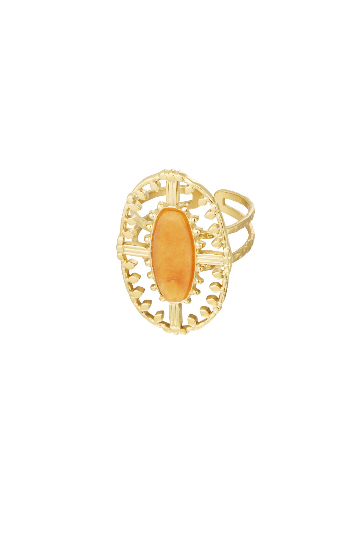 Ring Vintage länglich mit Stein - Goldfarbe/Orange