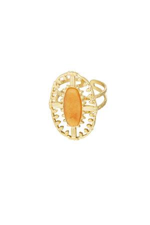 Anillo vintage oblongo con piedra - Color dorado/naranja h5