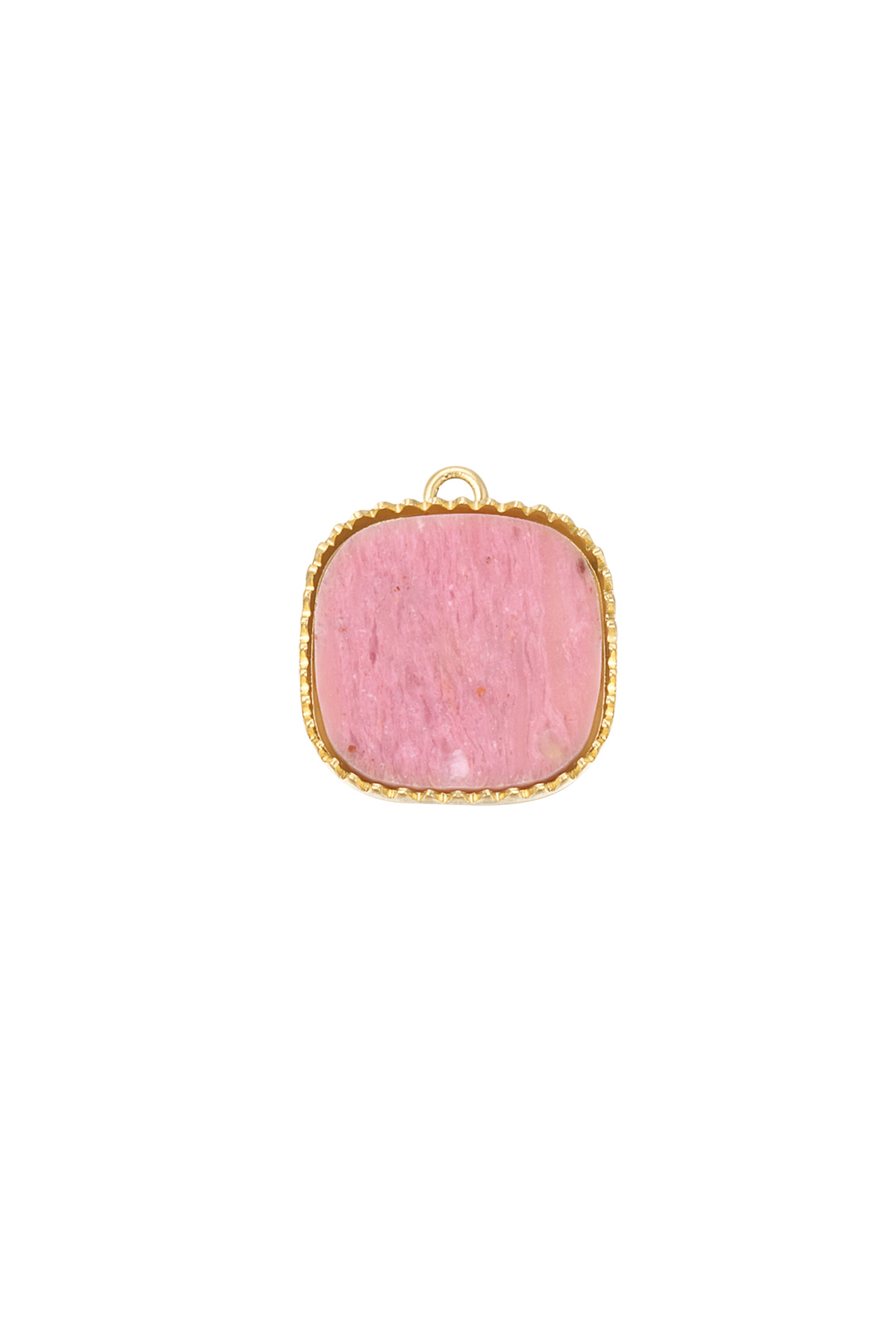 Charm stone with edge - pink/Gold color h5 