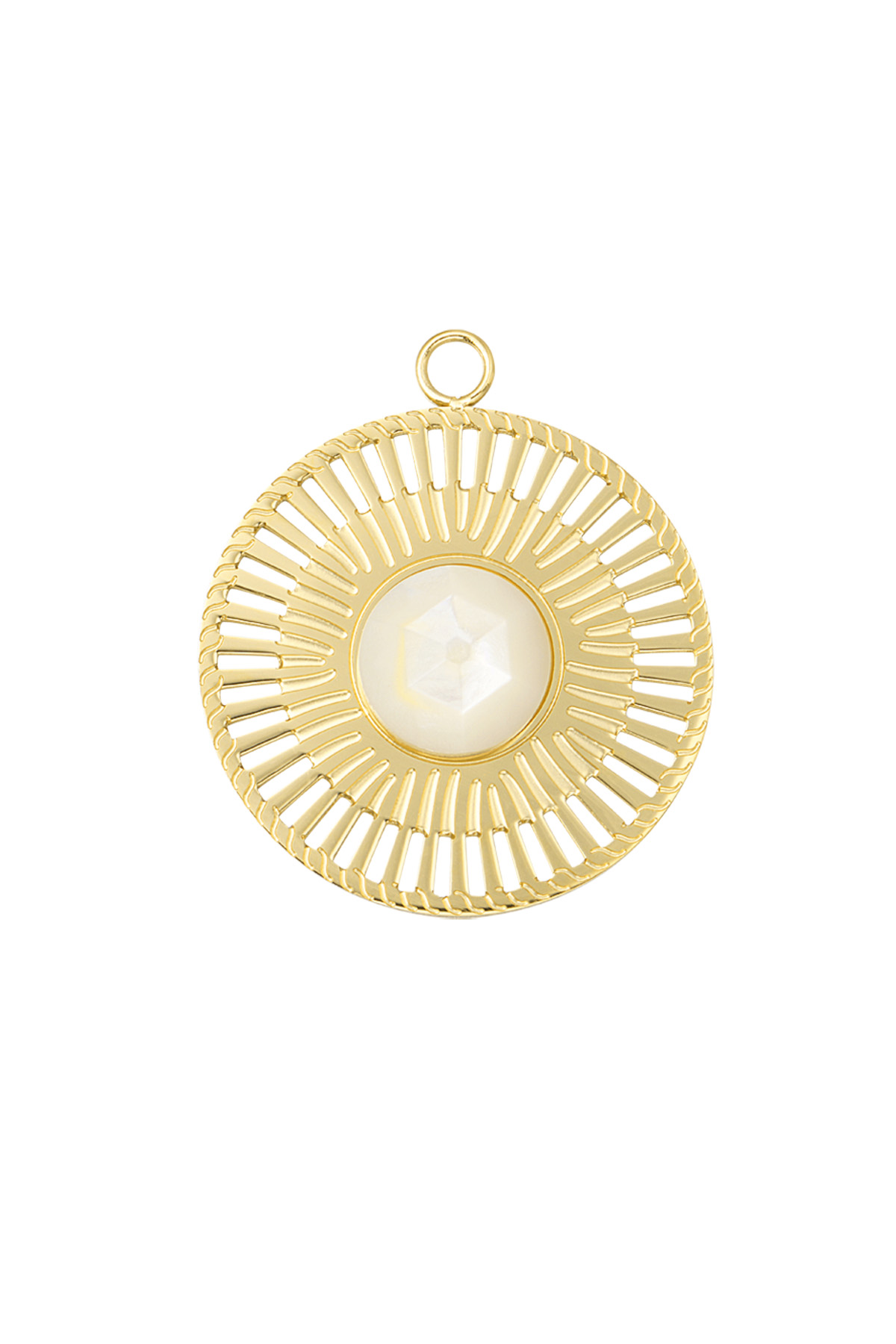 Groothandel Ronde Bedel met Steen - Wit en Goudkleurig RVS Sieraden voor Vrouwen Set van 1