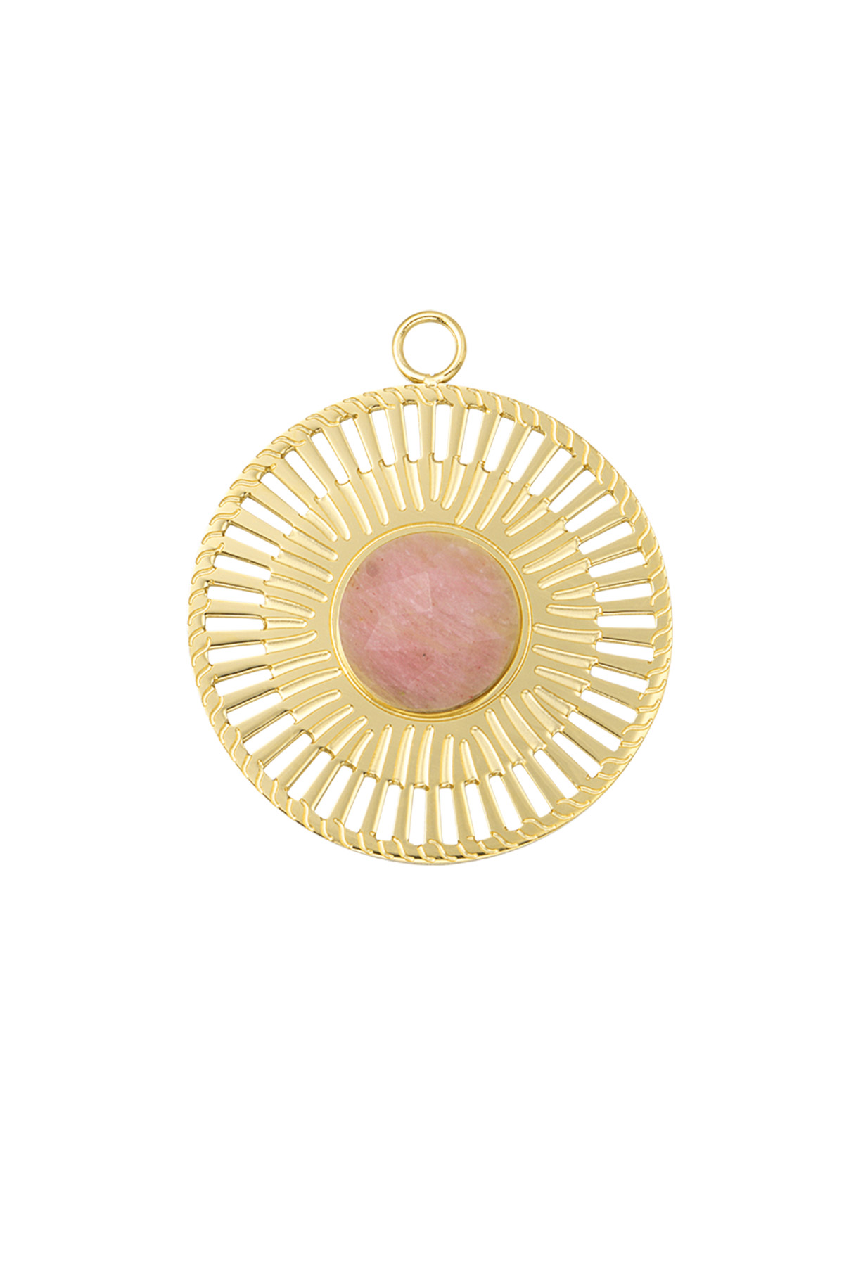 Groothandel Ronde Bedel met Steen - Wit en Goudkleurig RVS Sieraden voor Vrouwen Set van 1, foto 3 van 3