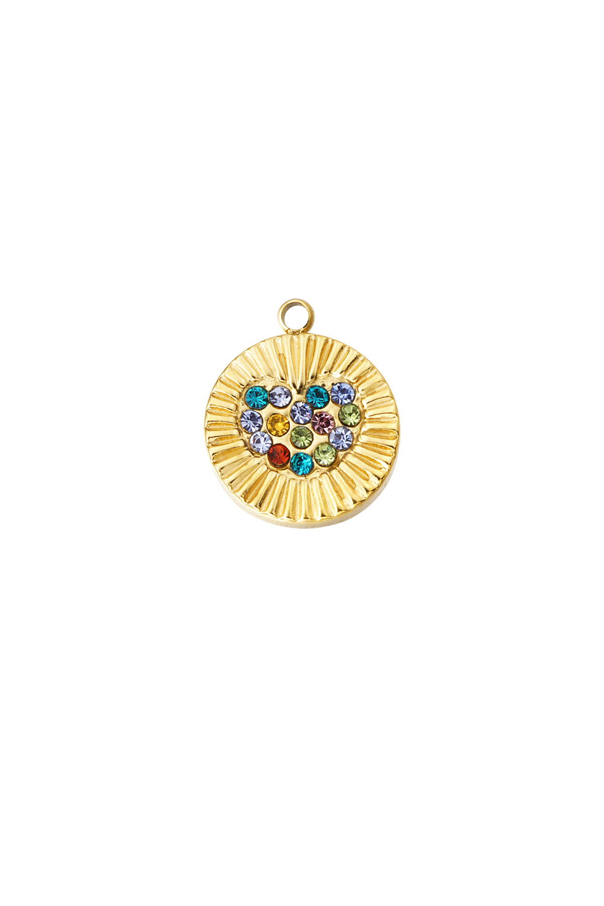 Groothandel Roestvrijstalen Zon Charms met Hart en Steentjes voor DIY Sieradenmaken, foto 2 van 3