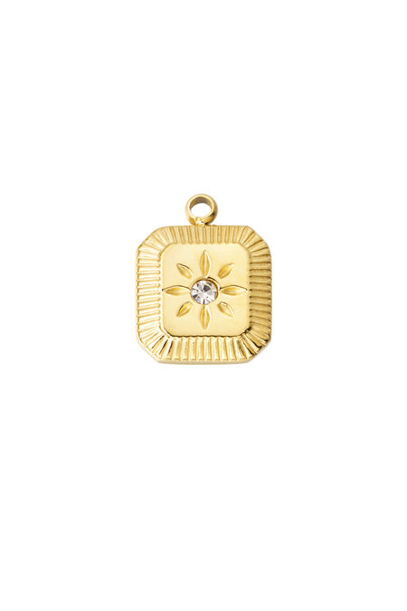 DIY-Charm-Quadrat mit Blume und Steinen – Goldfarbe - Goldfarbefarbe