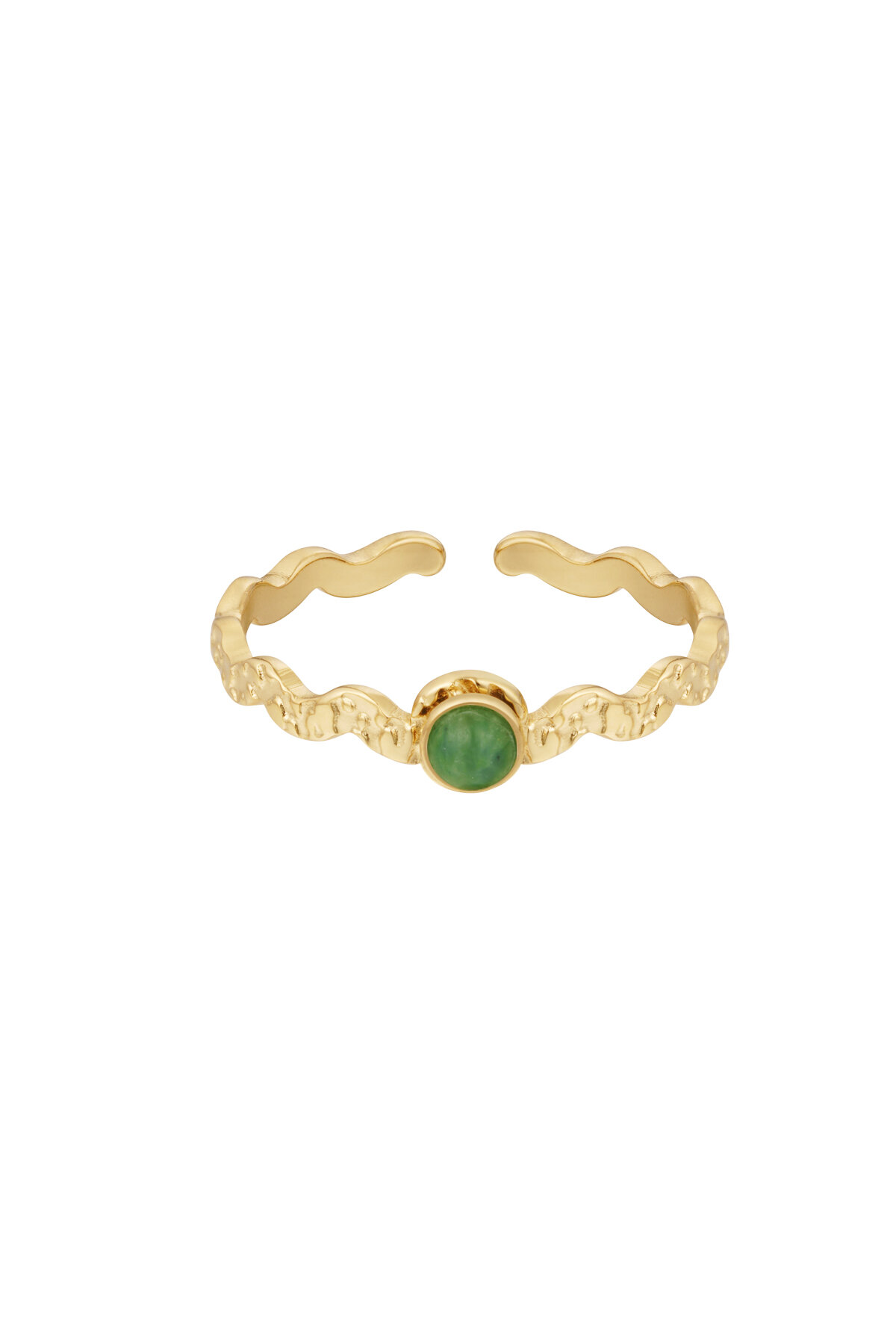 Ring curl met steen - groen 