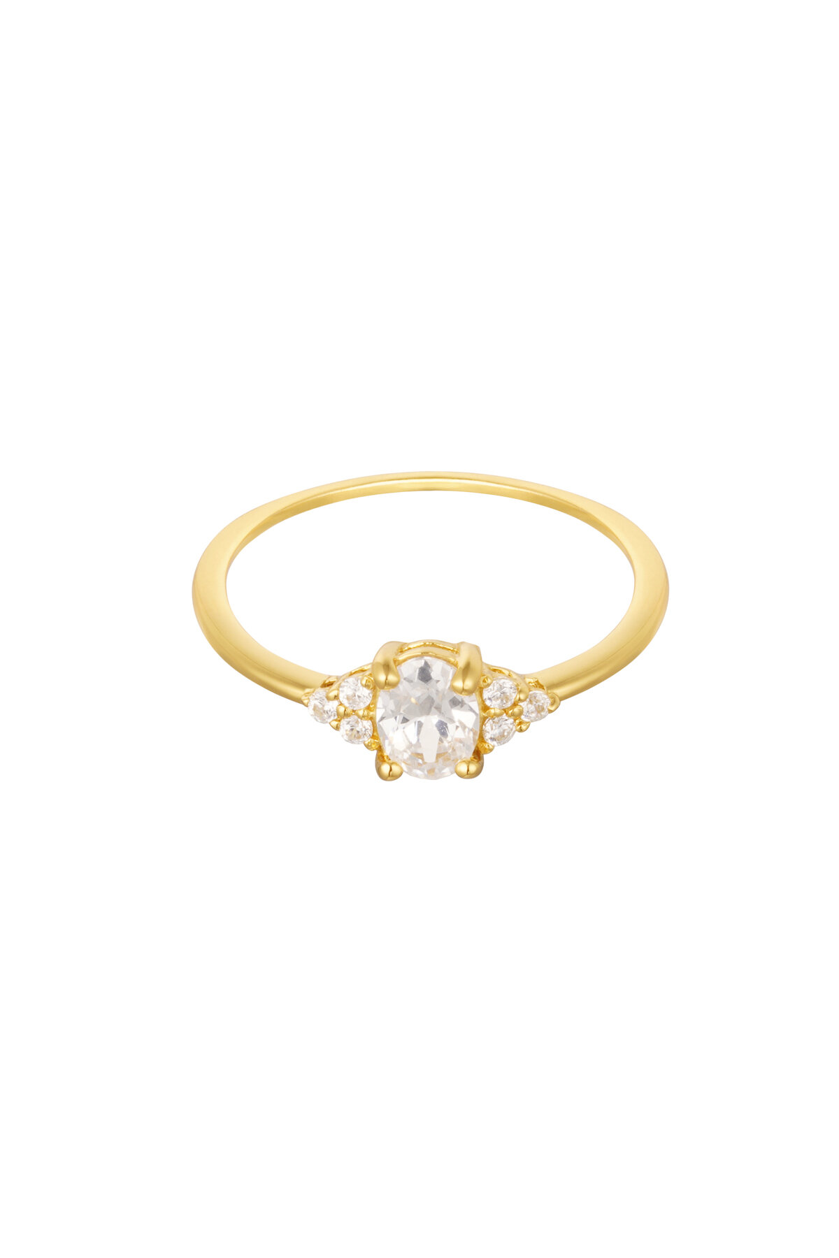 Ring meerdere stenen - 925 zilver - Goud kleur - 16 