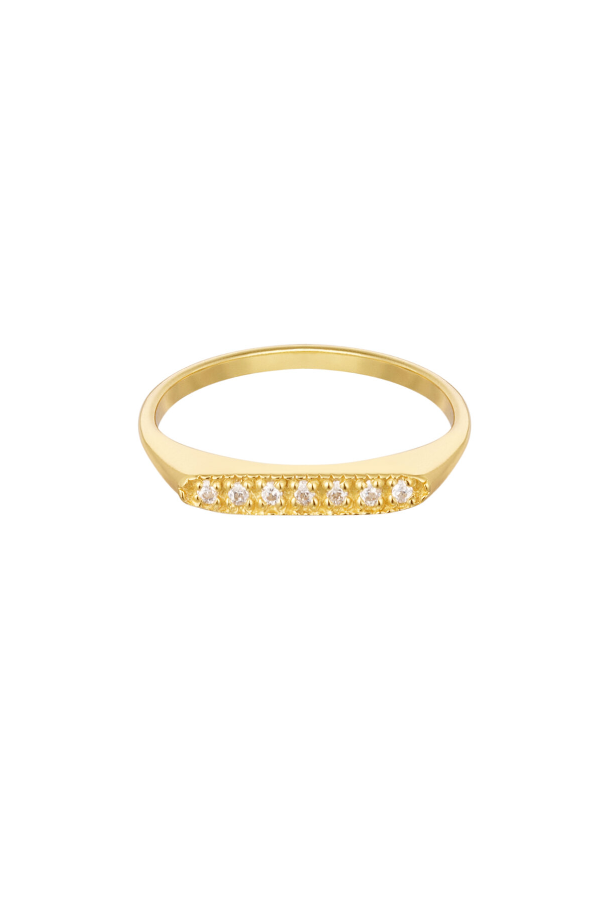 Anillo barra con piedras - plata 925 - Color dorado - 16 h5 