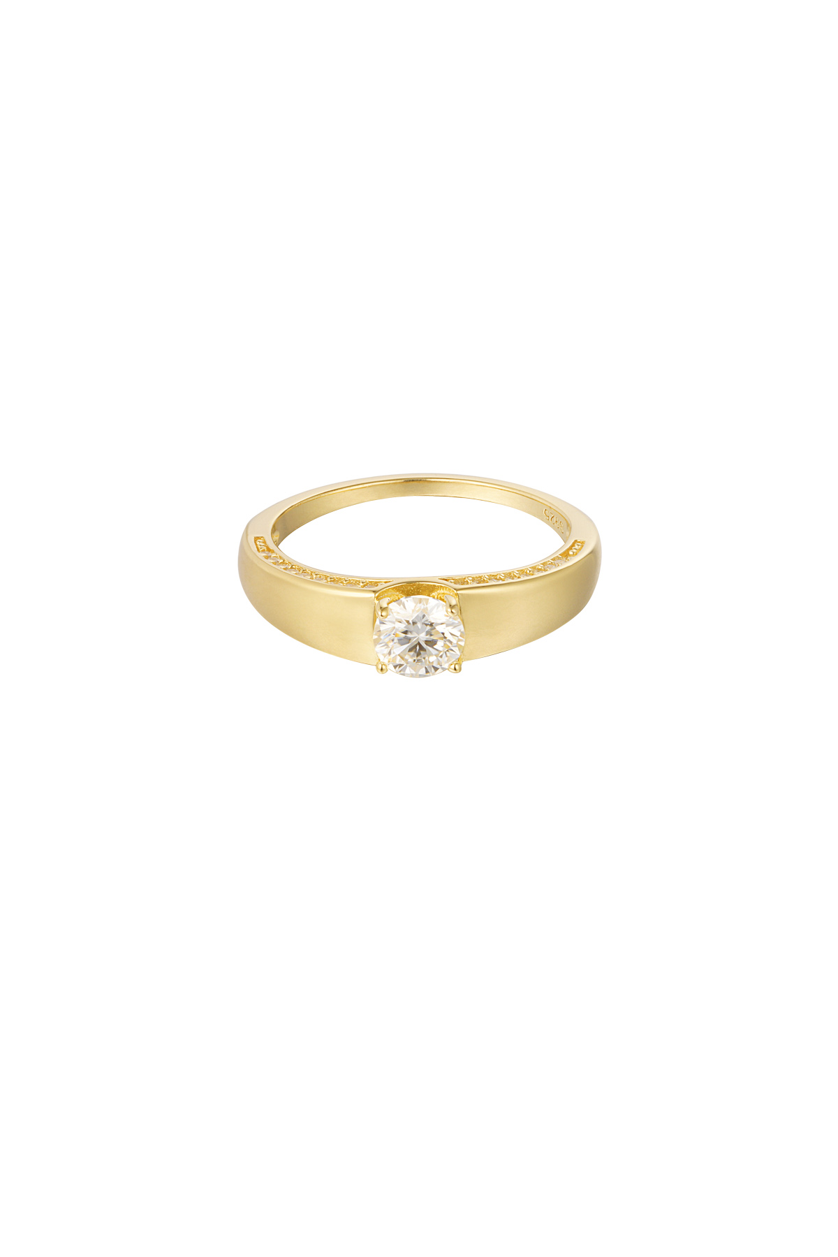 Groothandel Ring 925 Sterling Zilver Basic Vorm Goudkleurig Set van 1