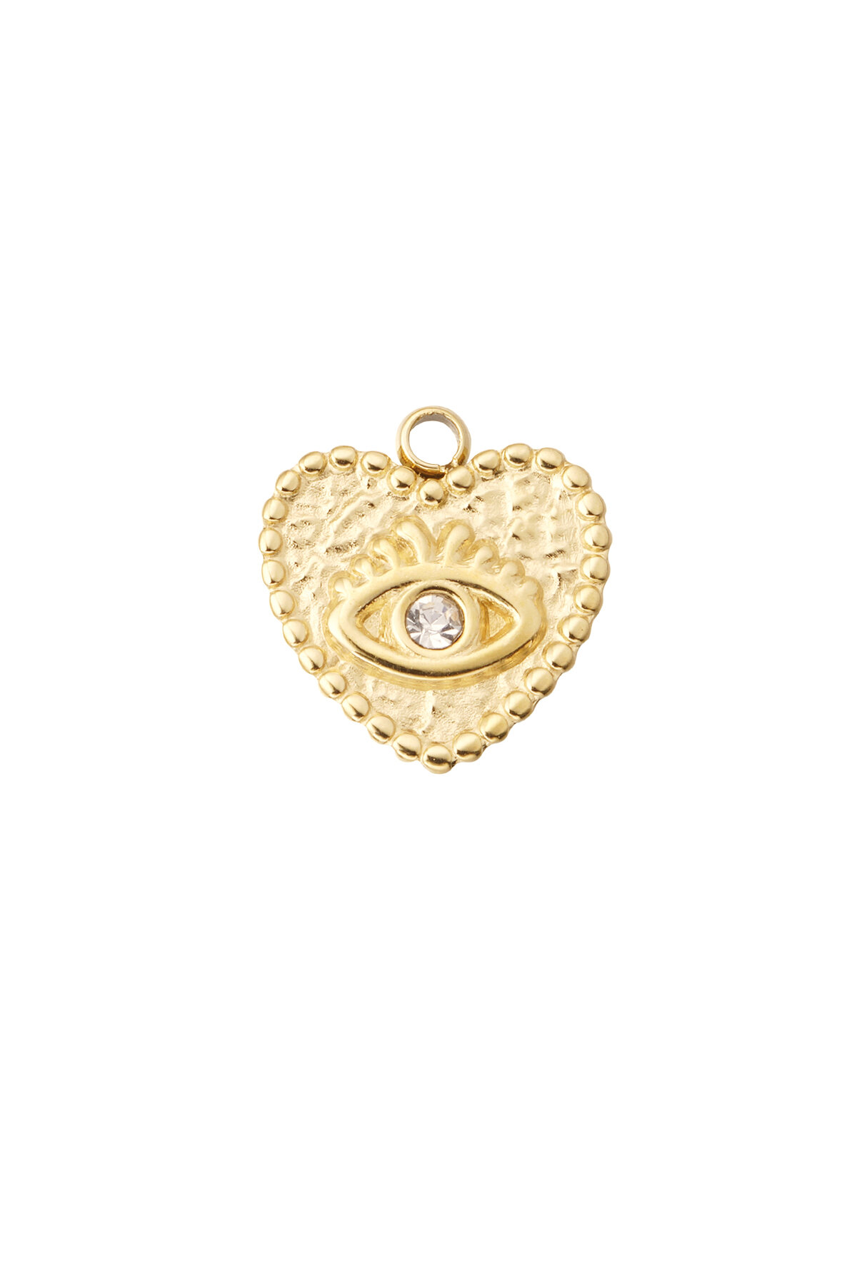 DIY Charm Herz mit Auge und Stein – Goldfarbe - Goldfarbefarbe