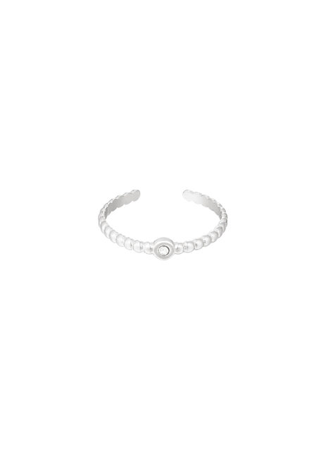 Ring sprudelnd mit Stein - silber/weiß