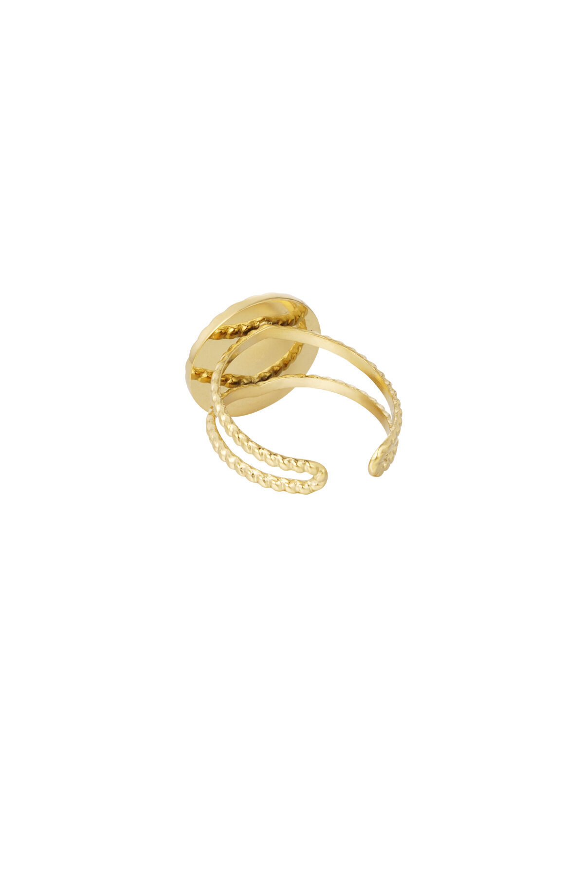 Anello pietra rotonda - Colore oro/beige Immagine5
