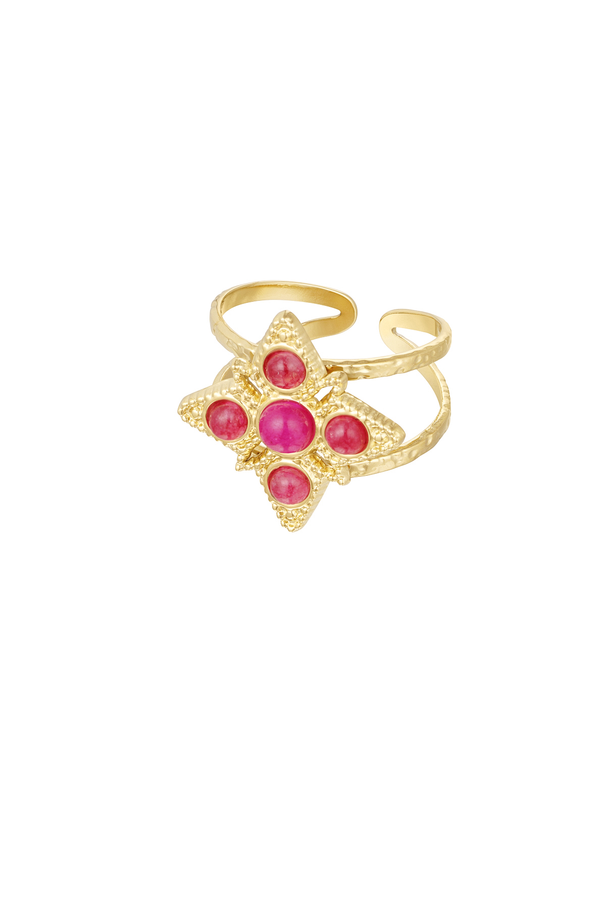 Groothandel Statement Ring Goudkleurig met Steentjes - Roestvrij Staal, foto 4 van 5